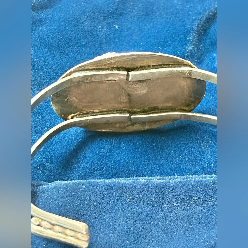 VINTAGE Native American Navajo Sterling Silver TURQUOISE Cuff Bracelet - Picture 5 of 7